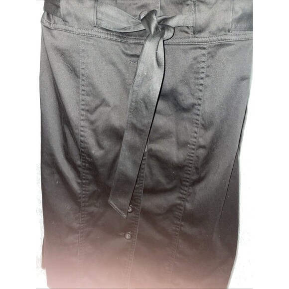 Calvin Klein Dress 12 Black Knee Length‎ Shirt Belted Button Front Lined Career - Picture 4 of 10